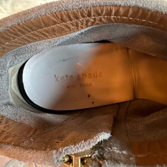 Kate Spade Betsie Fringe Ankle Boots Tan Suede Leather Fringe Almond Toe Size 7 - Picture 5 of 6